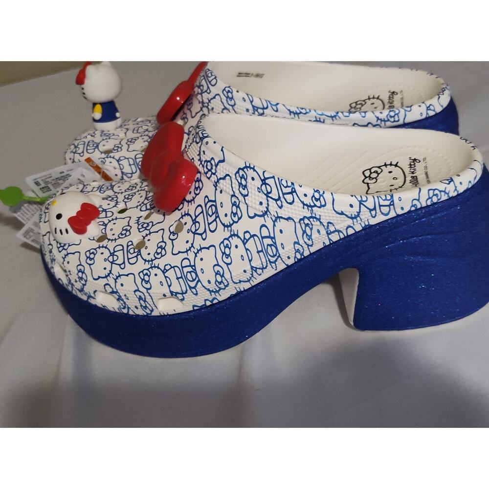 Hello Kitty x Crocs Siren Clog Platform Sandals Blue Glitter Women 11 New - Picture 14 of 16